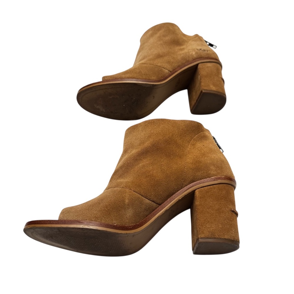 UGG Women's Ginger Chestnut Suede Peep Toe Ankle Boots Sz. 9 - Picture 6 of 12